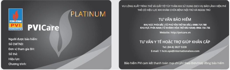 Mẫu thẻ bảo hiểm PVI Care